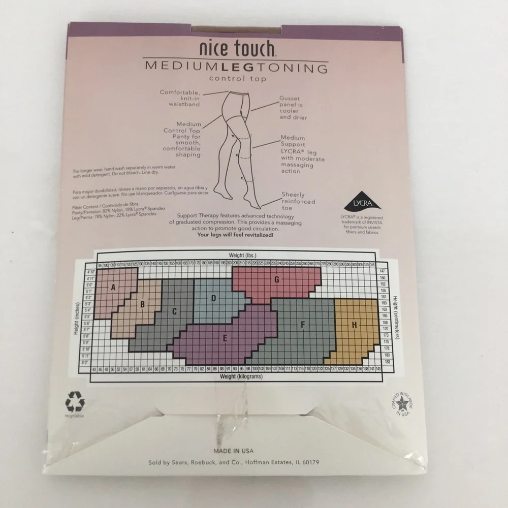 Vintage Nice Touch Set of 2 Control Top Nude Pantyhose Size D, E NEW & Kneehighs